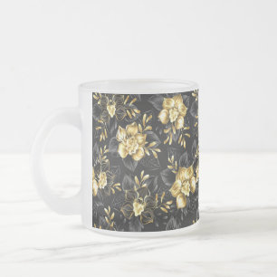 Caneca De Café Vidro Jateado Sem costura com orquídeas de joalharia