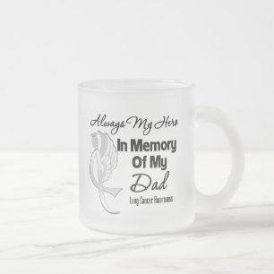 Caneca De Café Vidro Jateado Sempre meu herói no pai da memória - câncer