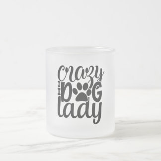 Caneca De Café Vidro Jateado Senhora Cachorro Louco
