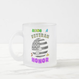 Caneca De Café Vidro Jateado Ser Veterano É Uma Honra