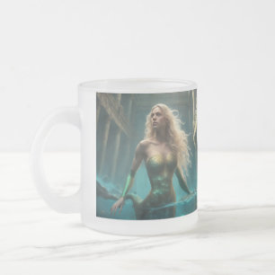 Caneca De Café Vidro Jateado Sereia
