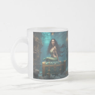 Caneca De Café Vidro Jateado Sereia