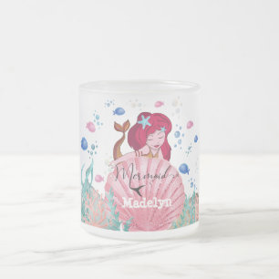 Caneca De Café Vidro Jateado 🧜 ♀️ Sereia Com O Nome Personalizado Do
