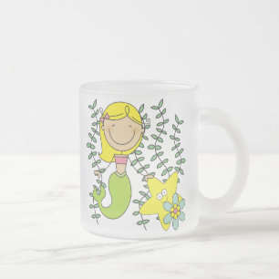 Caneca De Café Vidro Jateado Sereia loura