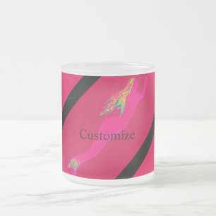 Caneca De Café Vidro Jateado sereia rosa-natação