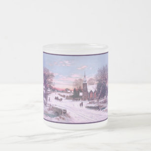 Caneca De Café Vidro Jateado Serviços Religiosos na Véspera de Natal pela Manhã