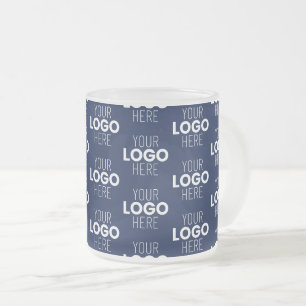 Caneca De Café Vidro Jateado Seu logotipo ou imagem repetida padrão Azul-mari
