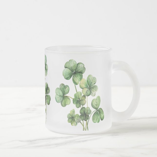 Caneca De Café Vidro Jateado Shamrock Verde Belo (Direita)