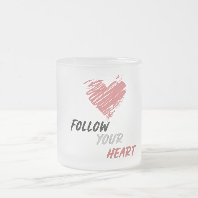 Caneca De Café Vidro Jateado Siga seu coração (Centro)