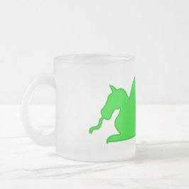 Caneca De Café Vidro Jateado Silhouette do Dragão Verde