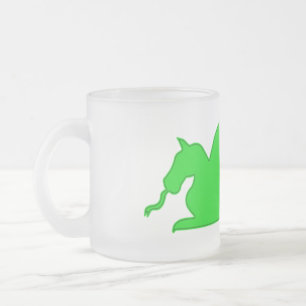 Caneca De Café Vidro Jateado Silhueta de dragão verde