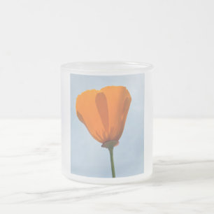 Caneca De Café Vidro Jateado Silhueta de Papoula da Califórnia