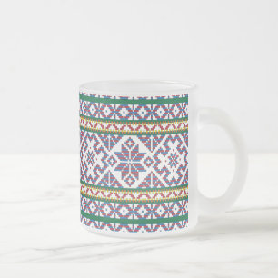 Caneca De Café Vidro Jateado Símbolo antigo multicolorido tribal design de art