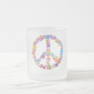 Caneca De Café Vidro Jateado Símbolo de paz, Design de força colorida
