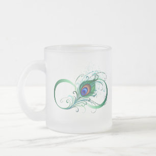 Caneca De Café Vidro Jateado Símbolo Infinito com Pavão