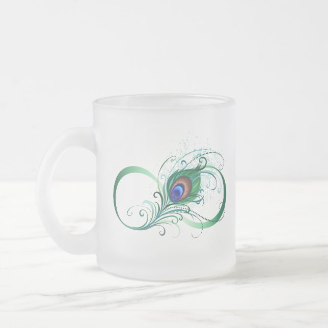 Caneca De Café Vidro Jateado Símbolo Infinito com Pavão (Esquerda)