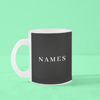 Caneca De Café Vidro Jateado Simples Preto Personalizado Adicionar Seu Nome Ele