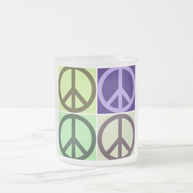 Caneca De Café Vidro Jateado Sinal de Paz (Centro)