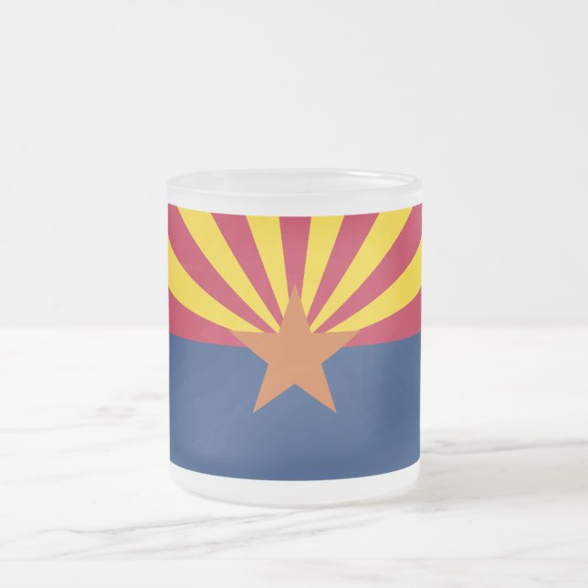 Caneca De Café Vidro Jateado Sinalizador de arizona: Definindo Star Sun, O Esta (Centro)