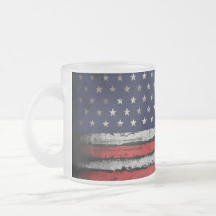 Caneca De Café Vidro Jateado Sinalizador Grunge U.S.A