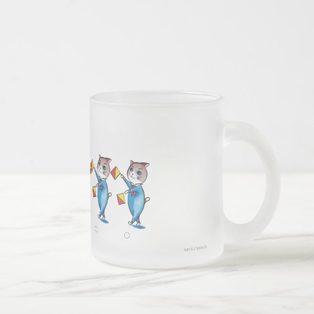 Caneca De Café Vidro Jateado Sinalizador Sinalizador Cat/Hello Glass drinque Fo (Direita)