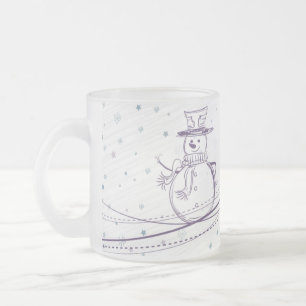 Caneca De Café Vidro Jateado Sketchy Snowman Winter Mug