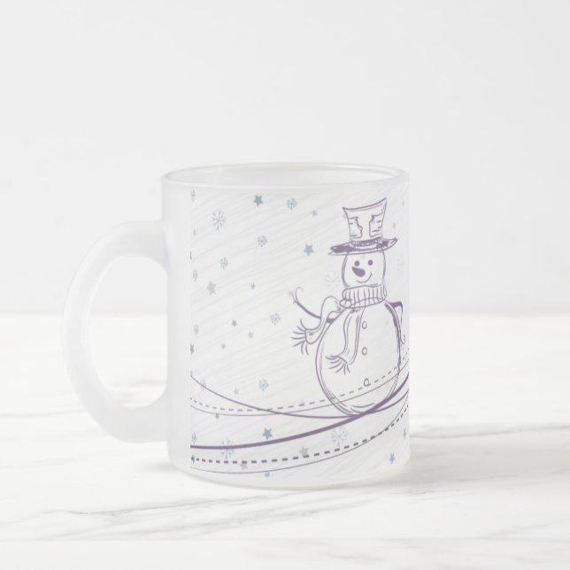 Caneca De Café Vidro Jateado Sketchy Snowman Winter Mug (Esquerda)