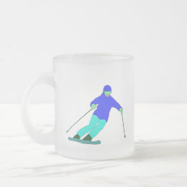 Caneca De Café Vidro Jateado Skier Snow Skiing