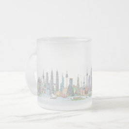 Caneca De Café Vidro Jateado Skyline do Mundo