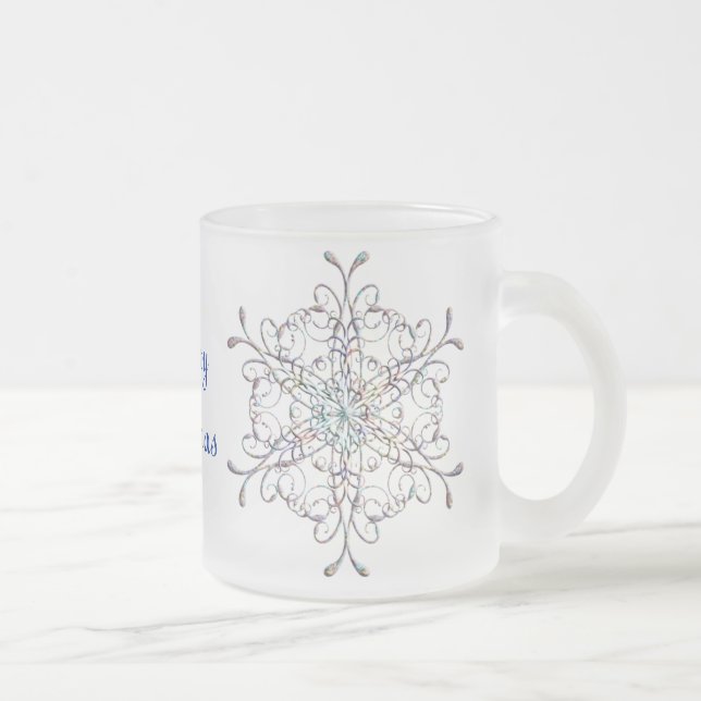 Caneca De Café Vidro Jateado Snowflake Mug Iridescente (Direita)