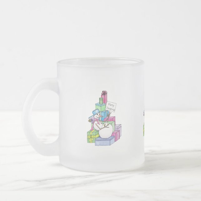 Caneca De Café Vidro Jateado Snowman a arrefecer em presentes (Esquerda)