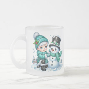 Caneca De Café Vidro Jateado Snowman Caffee Mug