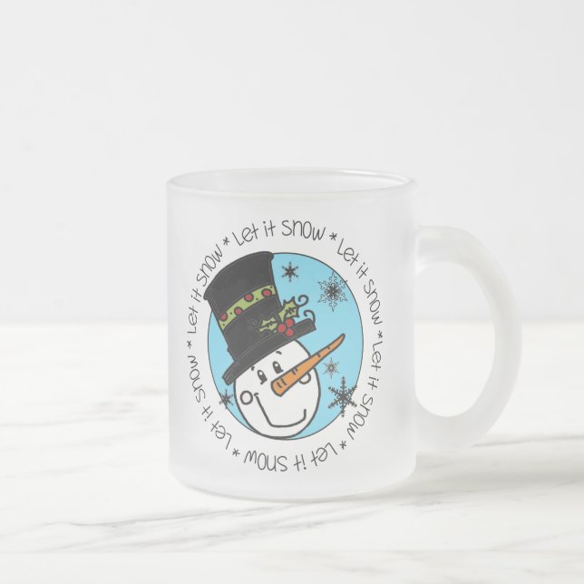 Caneca De Café Vidro Jateado Snowman Deixe-o nevar (Direita)