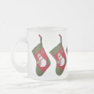 Caneca De Café Vidro Jateado Snowman Xadrez Scarf Christmas Stocks
