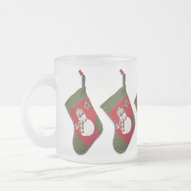 Caneca De Café Vidro Jateado Snowman Xadrez Scarf Christmas Stocks (Esquerda)