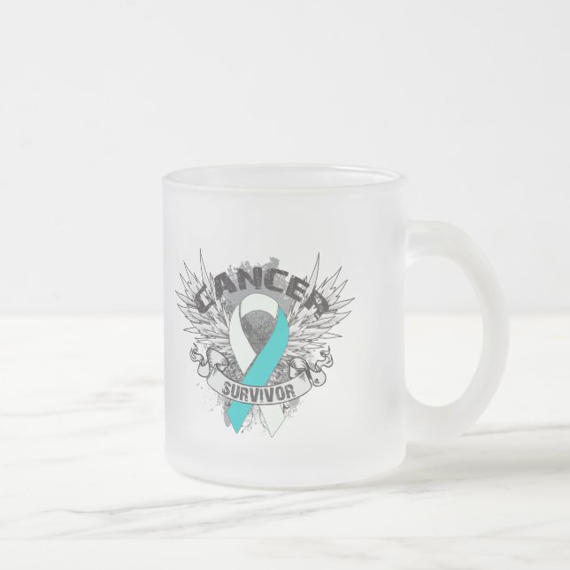 Caneca De Café Vidro Jateado Sobrevivente voado Grunge do cancro do colo do (Direita)