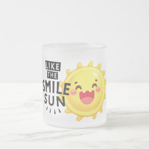 Caneca De Café Vidro Jateado Sol sorridente