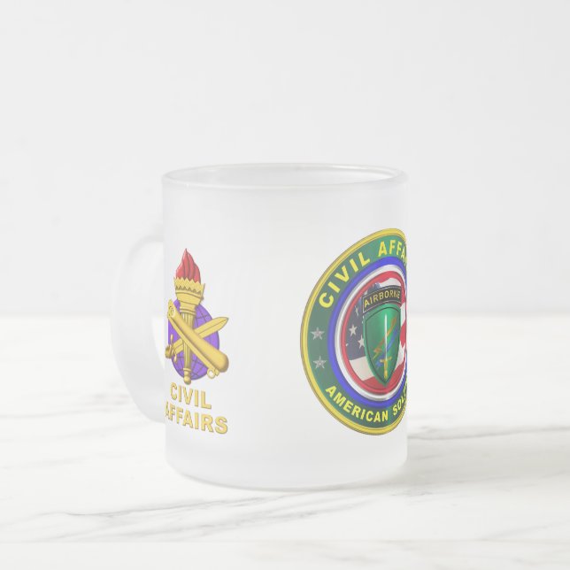Caneca De Café Vidro Jateado Soldado dos Assuntos Civis do Exército Orgânico (Frente Esquerda)