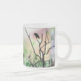 Caneca De Café Vidro Jateado Solitário Crow Fosco