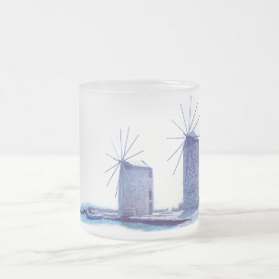 Caneca De Café Vidro Jateado Sonhos da Ilha Grega
