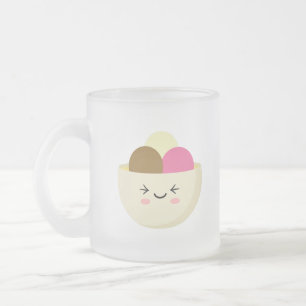 Caneca De Café Vidro Jateado Sorvete Kawaii