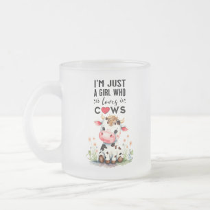 Caneca De Café Vidro Jateado Sou apenas uma garota que ama vacas 296 ml e 473 m