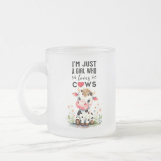 Caneca De Café Vidro Jateado Sou apenas uma garota que ama vacas 296 ml e 473 m