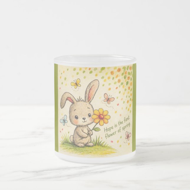 Caneca De Café Vidro Jateado Spring Bunny Mug (Centro)