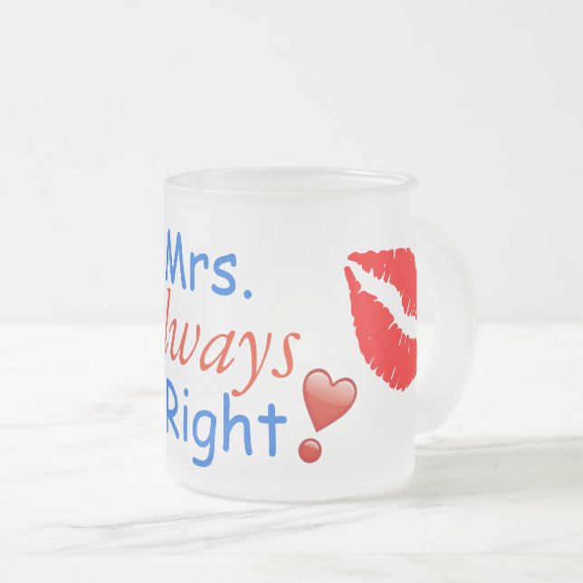 Caneca De Café Vidro Jateado Sra. Alway Right (Frente Esquerda)