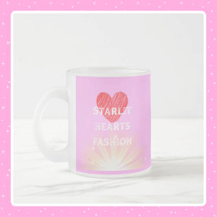 Caneca De Café Vidro Jateado Starlit Hearts Fashion Red Heart Shine