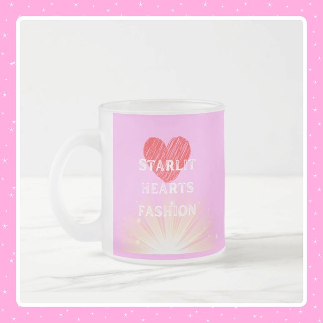 Caneca De Café Vidro Jateado Starlit Hearts Fashion Red Heart Shine (Starlit Hearts Fashion Red Heart Shine Frosted Glass Coffee Mug - 10 oz)
