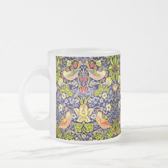 Caneca De Café Vidro Jateado Strawberry Thef Birds William Morris (Esquerda)