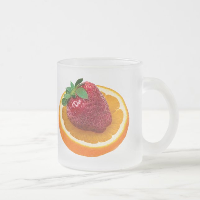 Caneca De Café Vidro Jateado Strawbery e laranja (Direita)