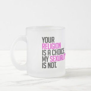 Caneca De Café Vidro Jateado Sua Religião é uma escolha
